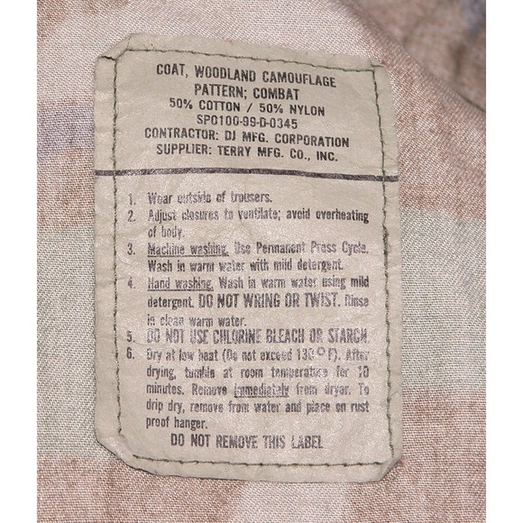 US Military Issue 99 Mens Camo Jacket Shirt Combat Woodland Camouflage Small Reg - Picture 9 of 9